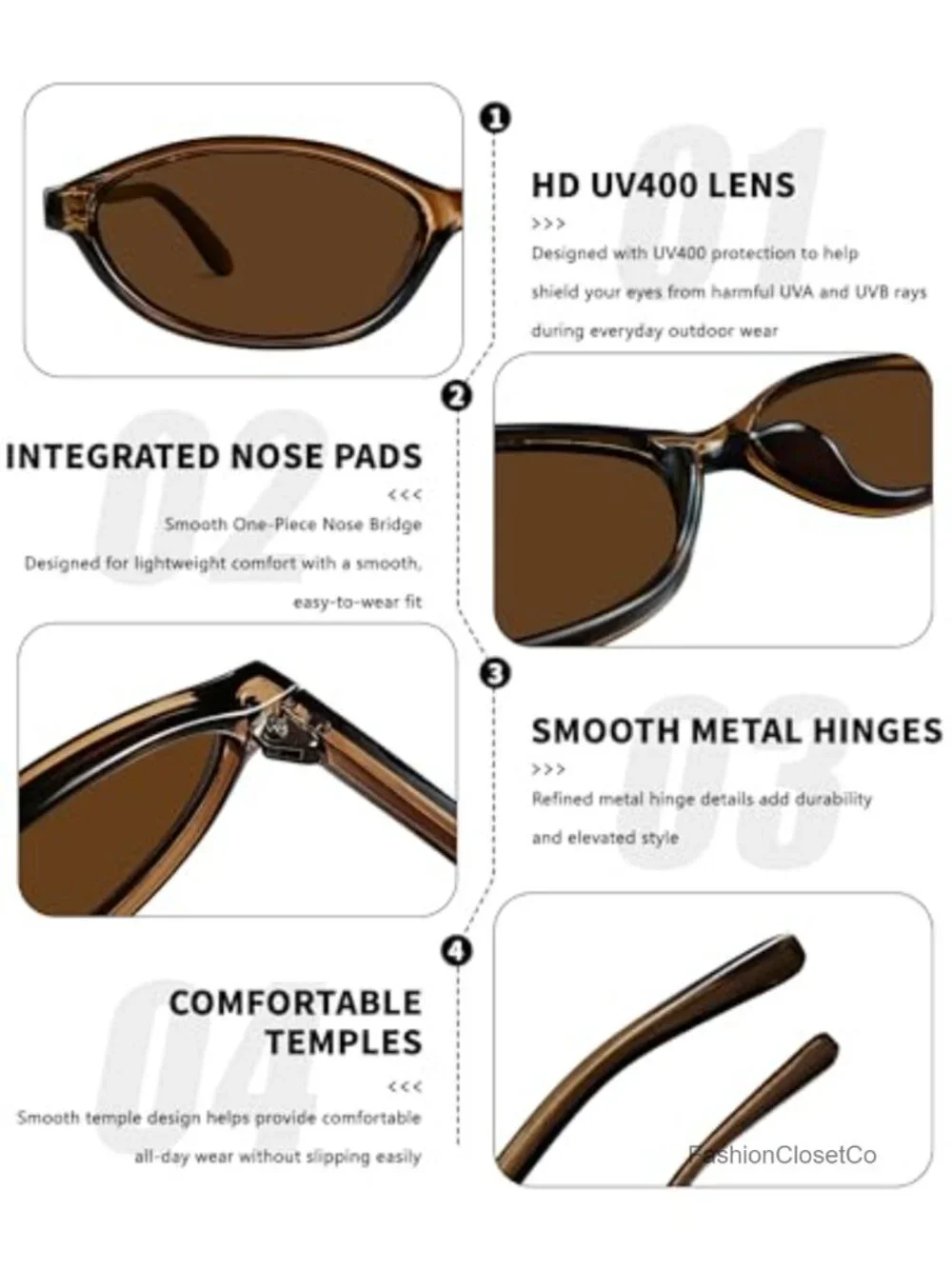 Retro Oval Sunglasses Cat Eye Y2K Narrow Frame UV400 Protection Small Face